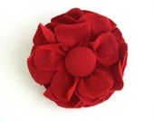 Red T-shirt Flower Pin/Hair Clip, Accessory, Repurposed, Tshirt jersey knit brooch, Valentine's Day pin