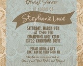 Bridal Shower Invitation: DIY-Printable. Customizable. Around-The-Clock Theme. Burlap & Lace.