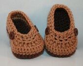 Brown Crochet Baby Boy Booties Loafers Shoes Chocolate Brown Caramel Photo Prop Gift