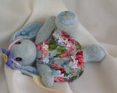 Bella Rosa - soft, knit, stuffed, bunny rabbit