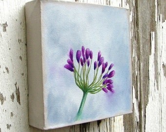 SALE 20% OFF Original oil painting botanical floral art home decor purple simplicity  - Botanical series four