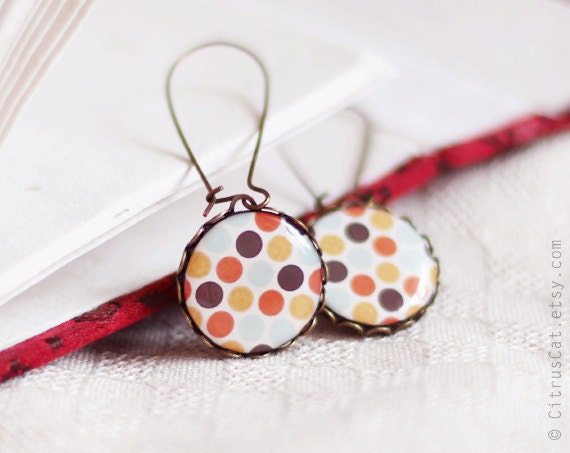 Retro polka dots earrings - vintage style jewelry - retro jewelry