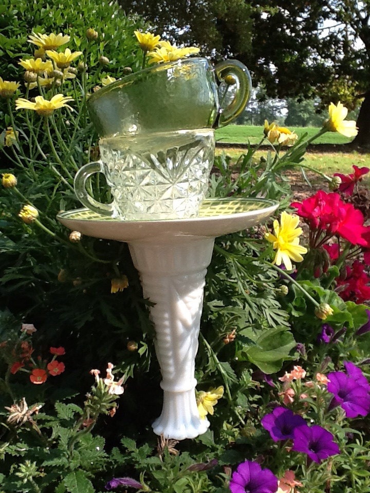 Smaller size planter size vintage glass garden sculpture totem