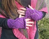 PURPLE Hand Knitted Texting Gloves