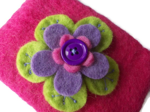 Upcycled Wool Felt Purse - Lined - Zipped - Coin Purse