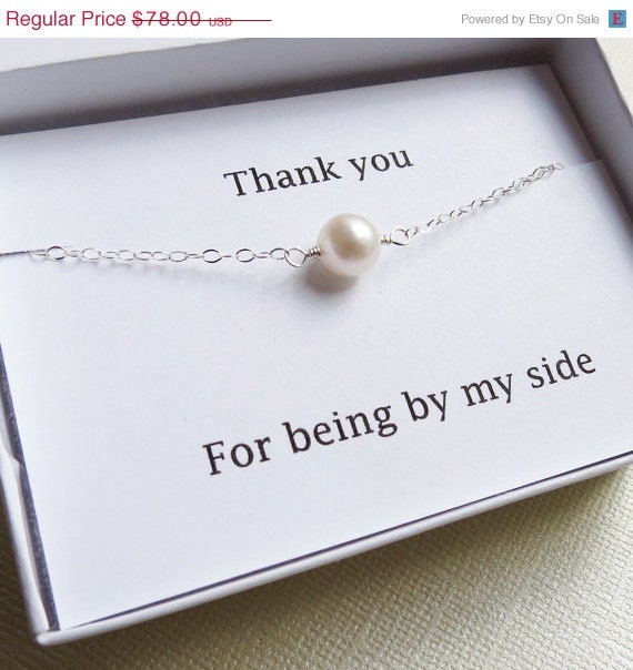 ON SALE THREE Single Pearl Bracelets & Card Set - Best Friends Bracelet- Single Pearl Bracelet, Bridal Bracelet, Bridesmaids Gifts, Pearl J