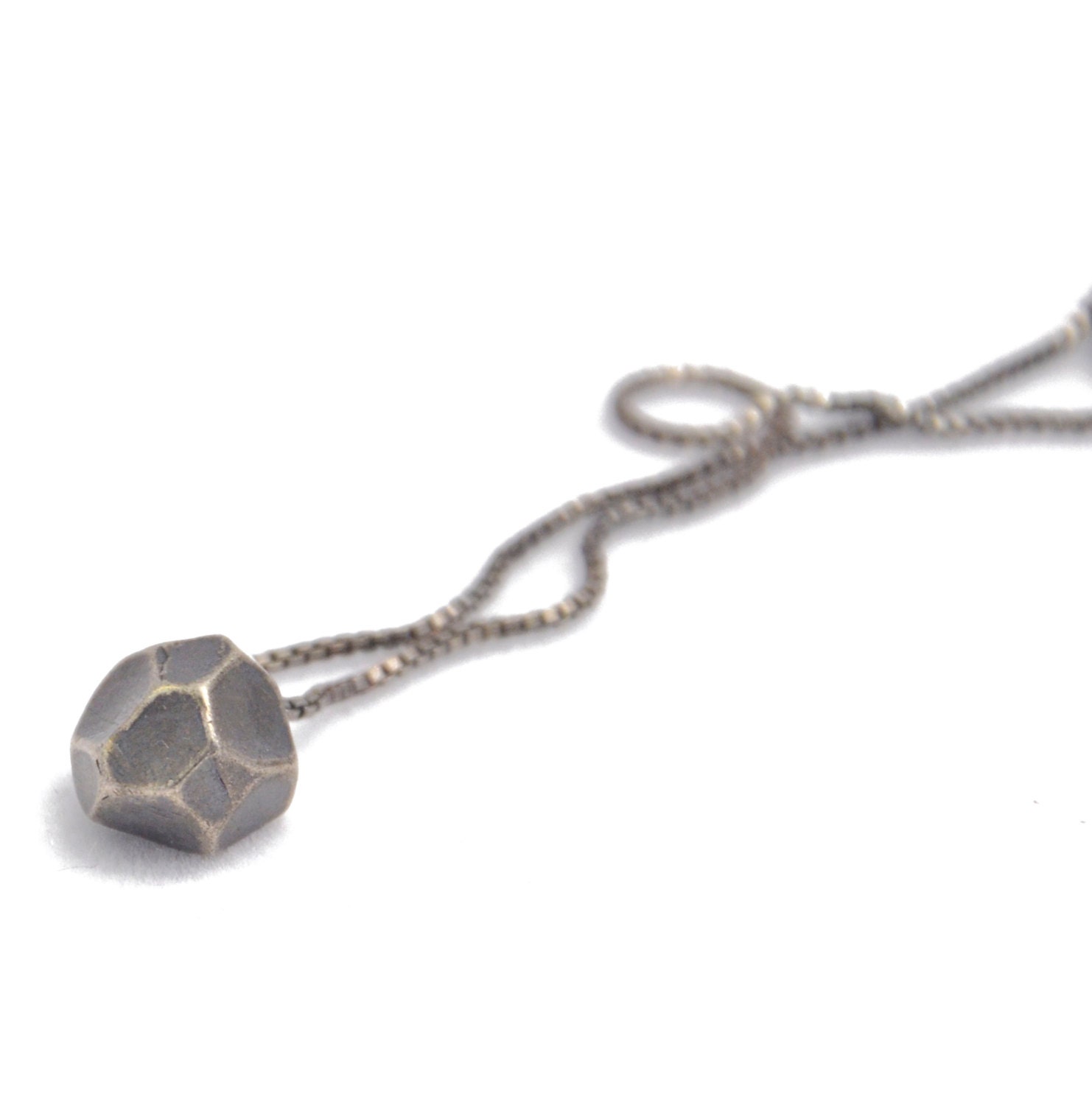 faceted necklace - sterling silver with oxidized chain