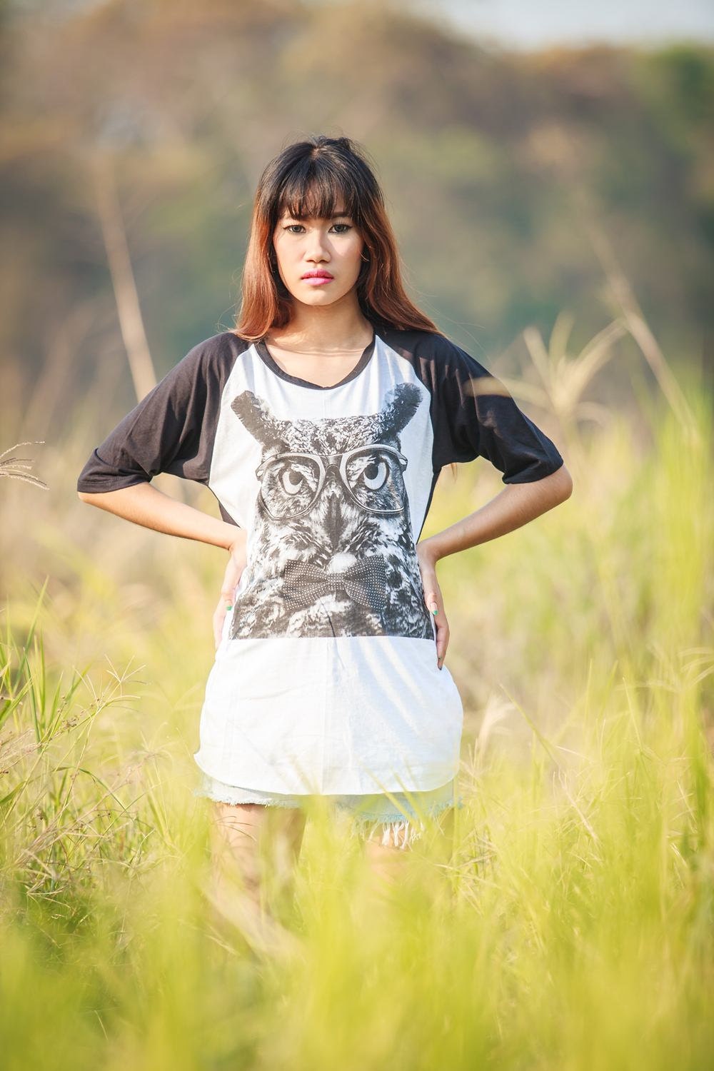 Owl screenprint on Baseball Shirt Raglan short Sleeve Men Women T-Shirts Size M