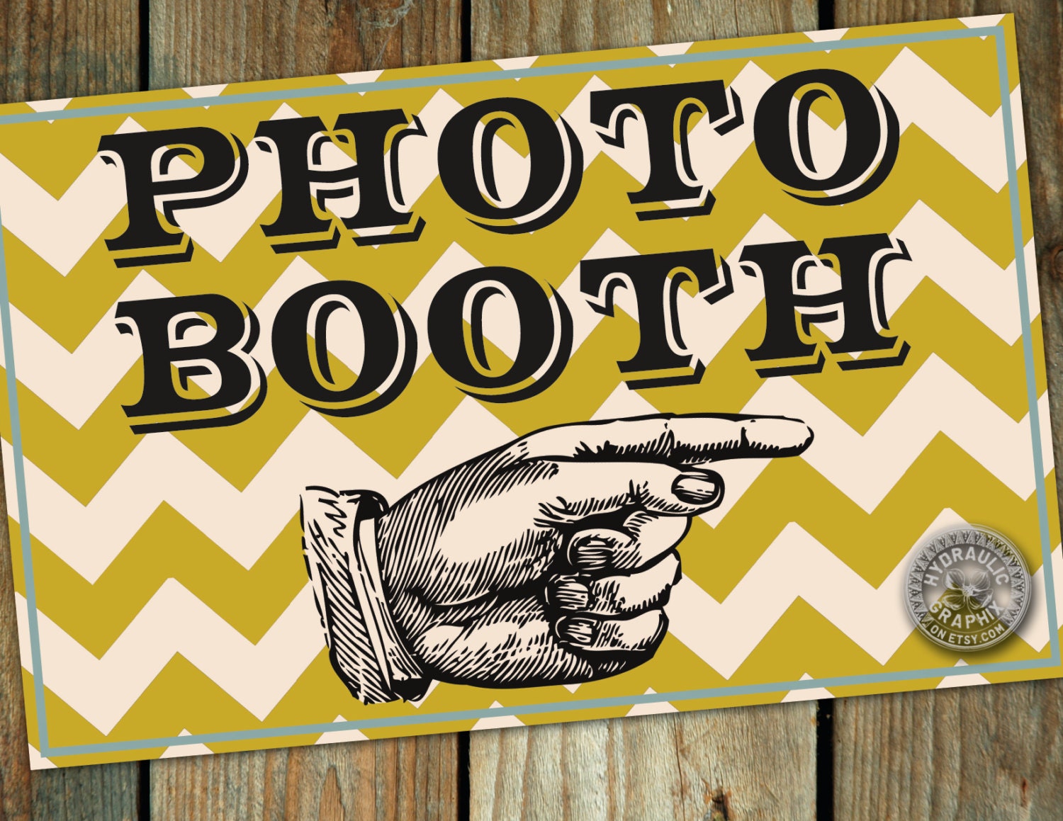 Photo booth sign for party, mustache bash or wedding with chevron, circus, vintage pattern and finger pointing Il_170x135