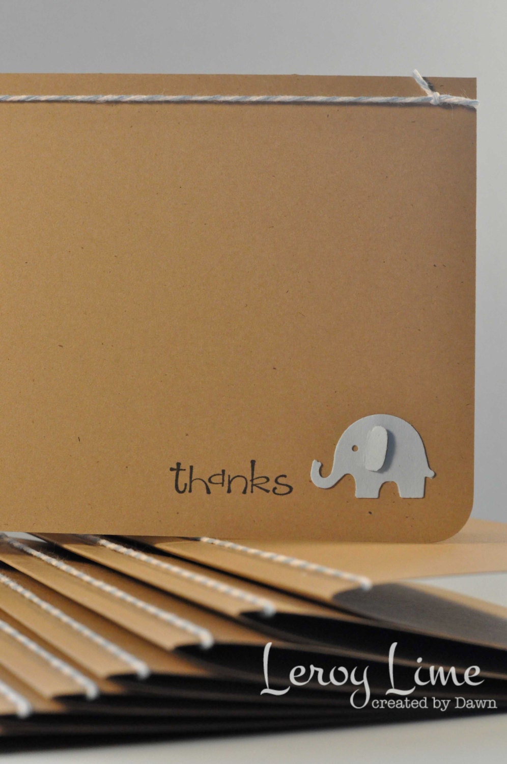 Thank You Baby Elephant Blank Note Cards - set of 8 - Baby Shower, Baby Thanks, New Baby Thanks