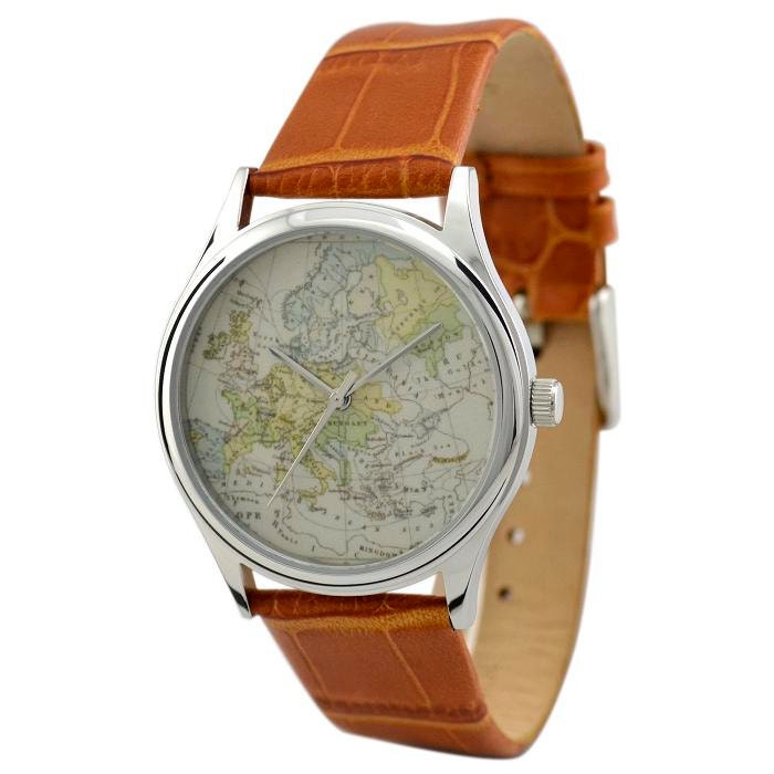 Vintage Map Watch (Europe) in Silver