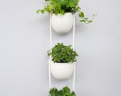 3 Tier porcelain and cotton rope hanging container- medium