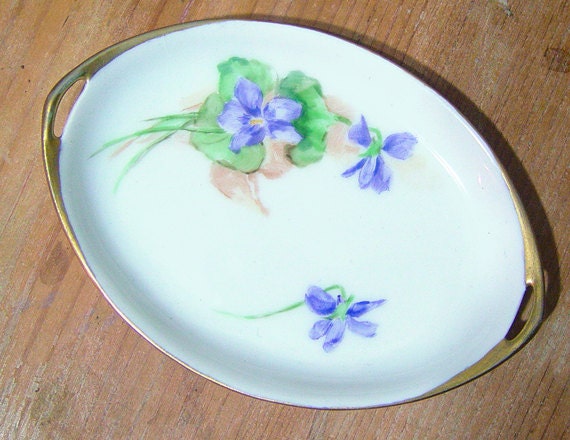 Antique Miniature Rosenthal Selb-Bavaria platter, hand-painted, signed, dated 1912. New Year Sale