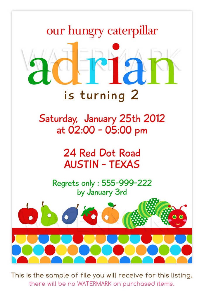 DIY PRINTABLE Invitation Card - The Caterpillar - PS820CA1a1