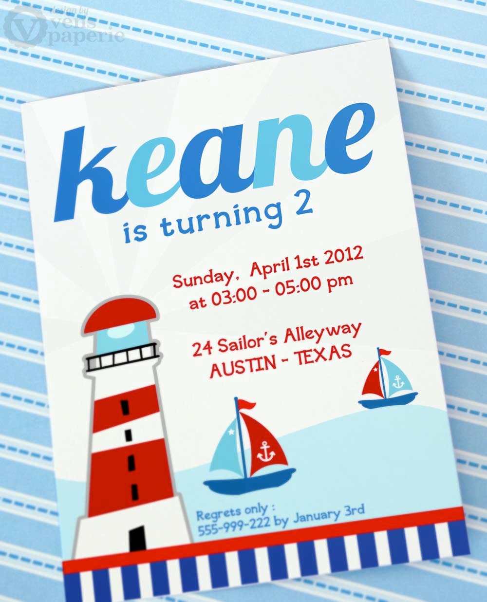 DIY PRINTABLE Invitation Card - Nautical Birthday Party - PS826CA1a1