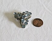 Vintage - Retro Light Blue Rhinestone Brooch: Costume Estate Sale Jewelry