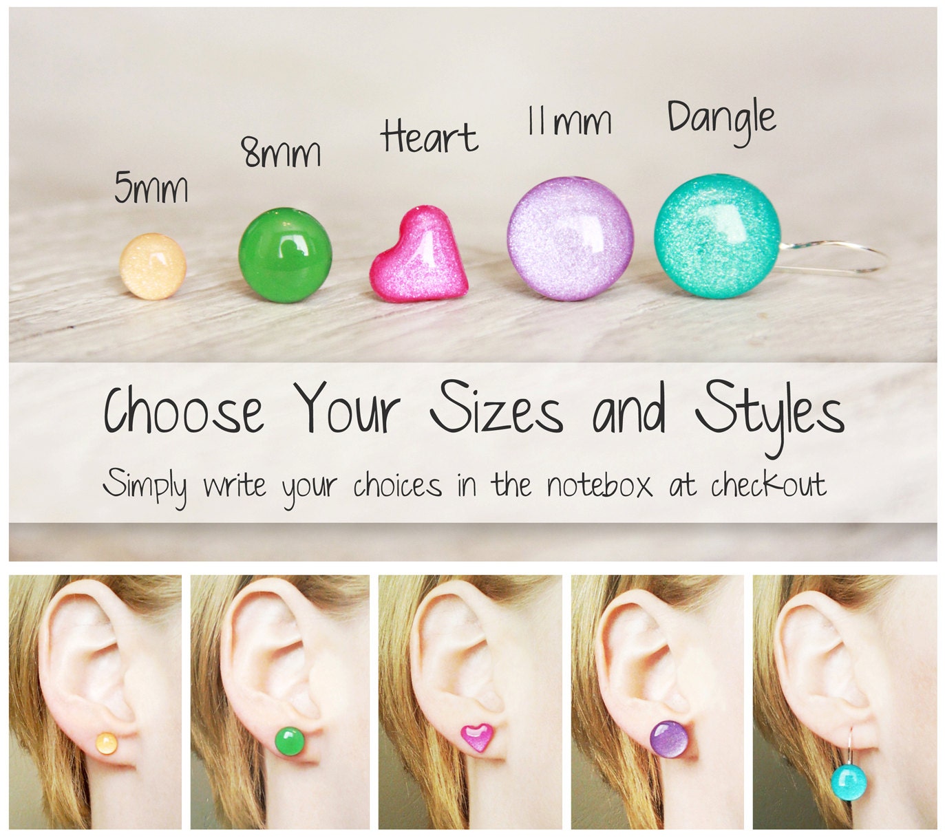 SEA GREEN - Small Earrings Studs - Tiny Stud Earrings in Shimmer Sea Green - Small Round Studs - Earrings by Hot Mess Momma