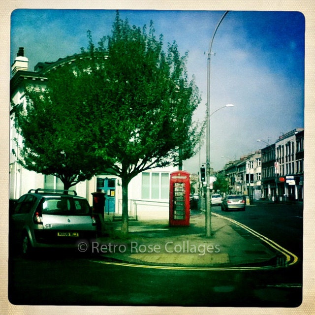 Retro Photo - British Summer Time - 6x6" Print - Brighton, Telephone Box, Springtime