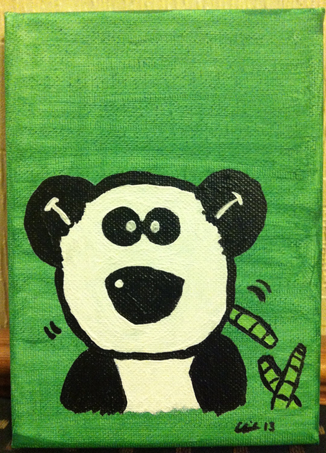 Acrylic Cute Animal Hungry Panda Painting Art
