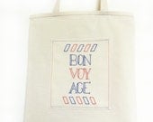 Canvas tote bag 'Bon Voyage' - grocery bag, library bag