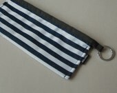 Pen Case, Zipper Pouch, Cotton/Canvas, Stripes/Black-and-White.
