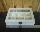 9.8X7.0X2.0 Inch Large Unfinished Hinged Wood Box  with Glass Lid for Crafting, Crafts or Storage.