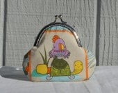 Bird and turtle snap coin purse
