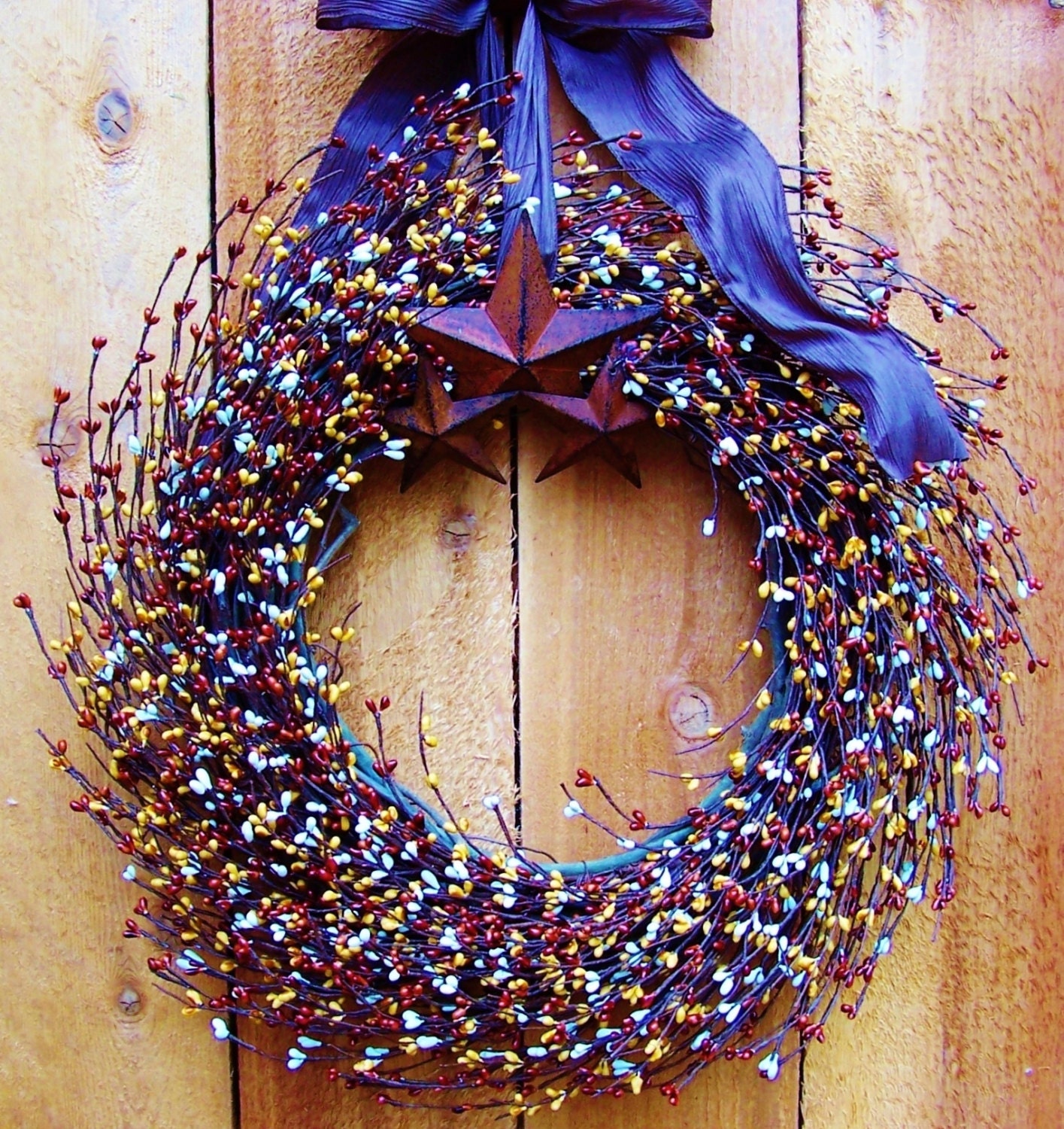 Spring Wreath-Spring/Summer Door Wreath-Country Chic Wreath-BOX of CHOCOLATES Berry Door Wreath-Front Door Wreath-Rustic Country Chic Decor