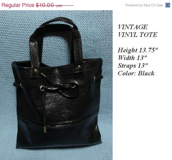 Sale 1940s Black VINTAGE TOTE handbag  bag