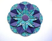 Customizable Origami Greeting Card - Blue and Purple Round