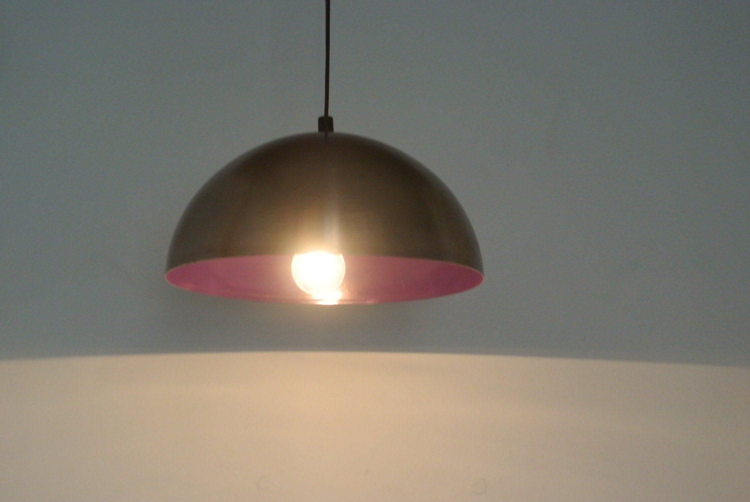 Stainless Steel 14" Dome Hanging Light w/ Purple