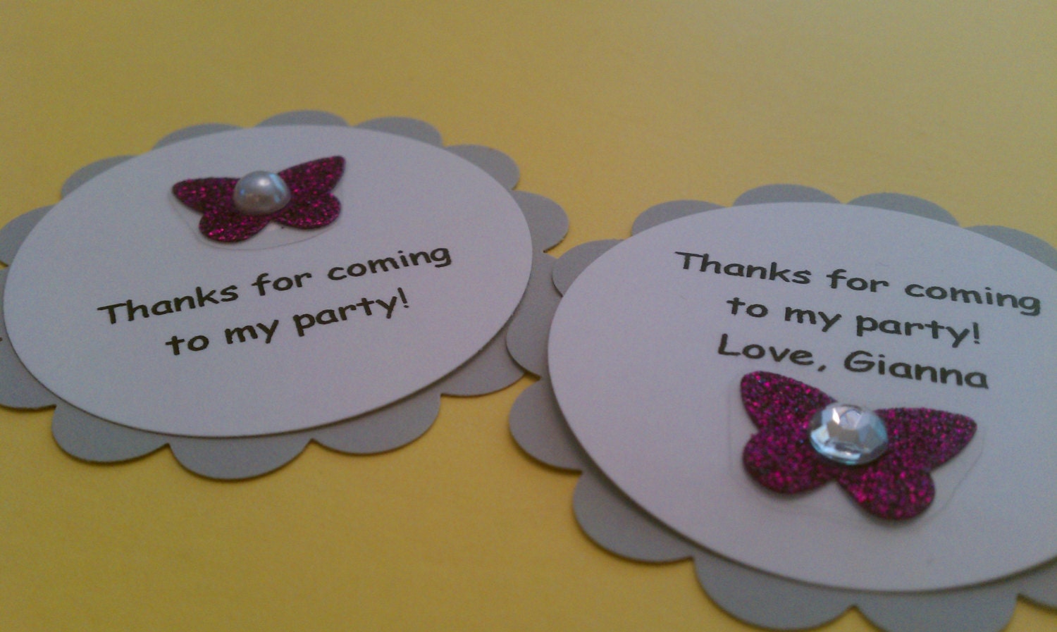 Personalized butterfly party favor / thank you tags - set of 8