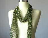 Spring and summer scarf green shades trellis yarn handmade neckwarmer women accessories, day and night fashion