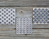 Stone coasters herringbone houndstooth polka dot  tweed chevron hostess gift housewarming gift wedding favor shower favor rustic favor