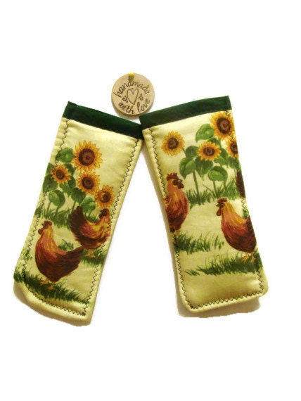 Pot Handle Holders -Skillet Handle Holders-Small Pot Holders- Chickens-Sunflowers
