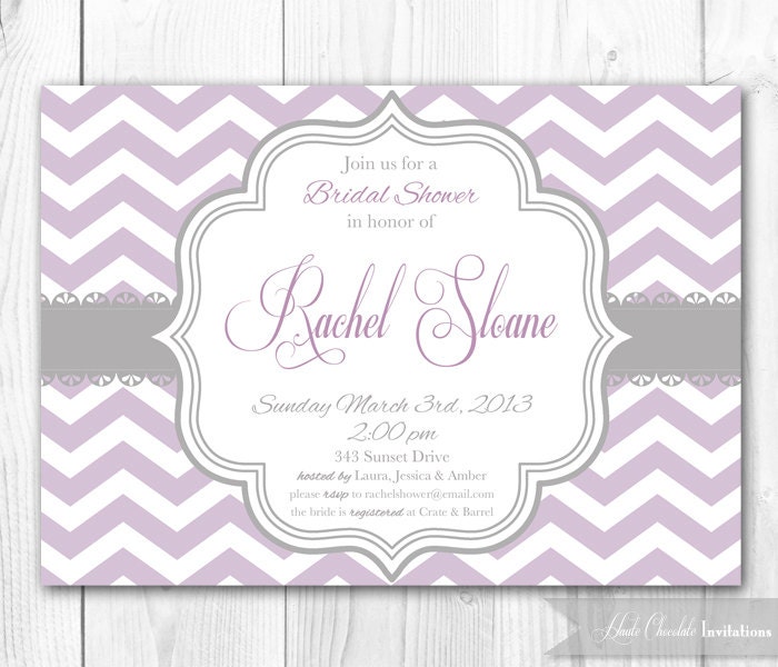 Bridal Shower Invitation - Chic Chevron in Lilac & Lavender. DIY Printable Bridal Shower Invite or Baby Shower Invite. Il_570xn