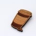 Wood laser cut brooch - takeaway coffee latte cup and coffee beans