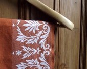 vintage 70s earthy tone rustic tablecloth retro boho bohemian country cottage  burnt orange  cream