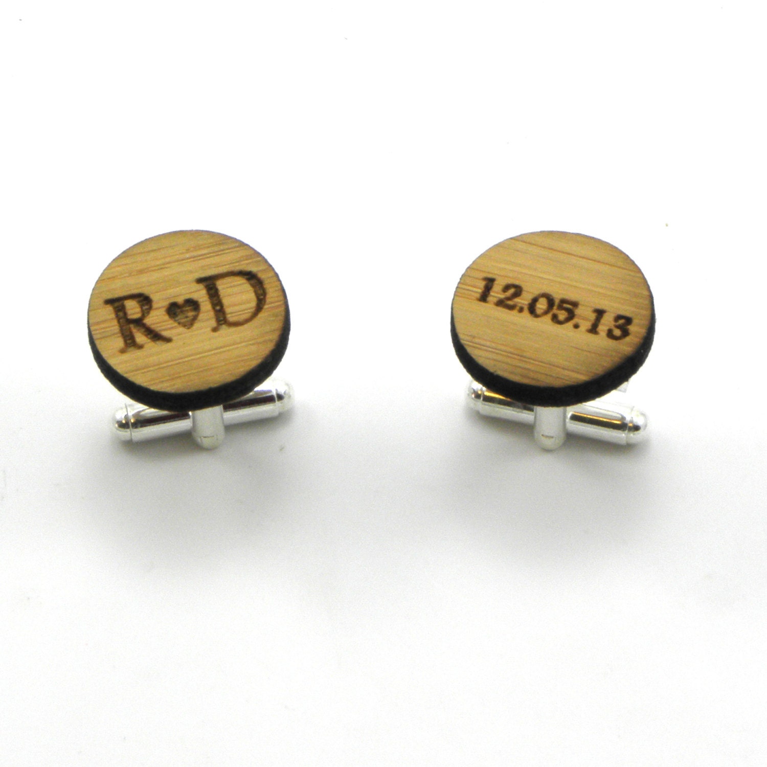 Custom Cufflinks - Couple's Initials - Wedding Date - Personalized