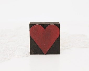 Red Wood Letterpress Heart