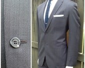 VINTAGE 1969 2 piece mens RICHMAN BROTHERS suit - blue/grey - thin 1960s lapel - mad men - mod - american made