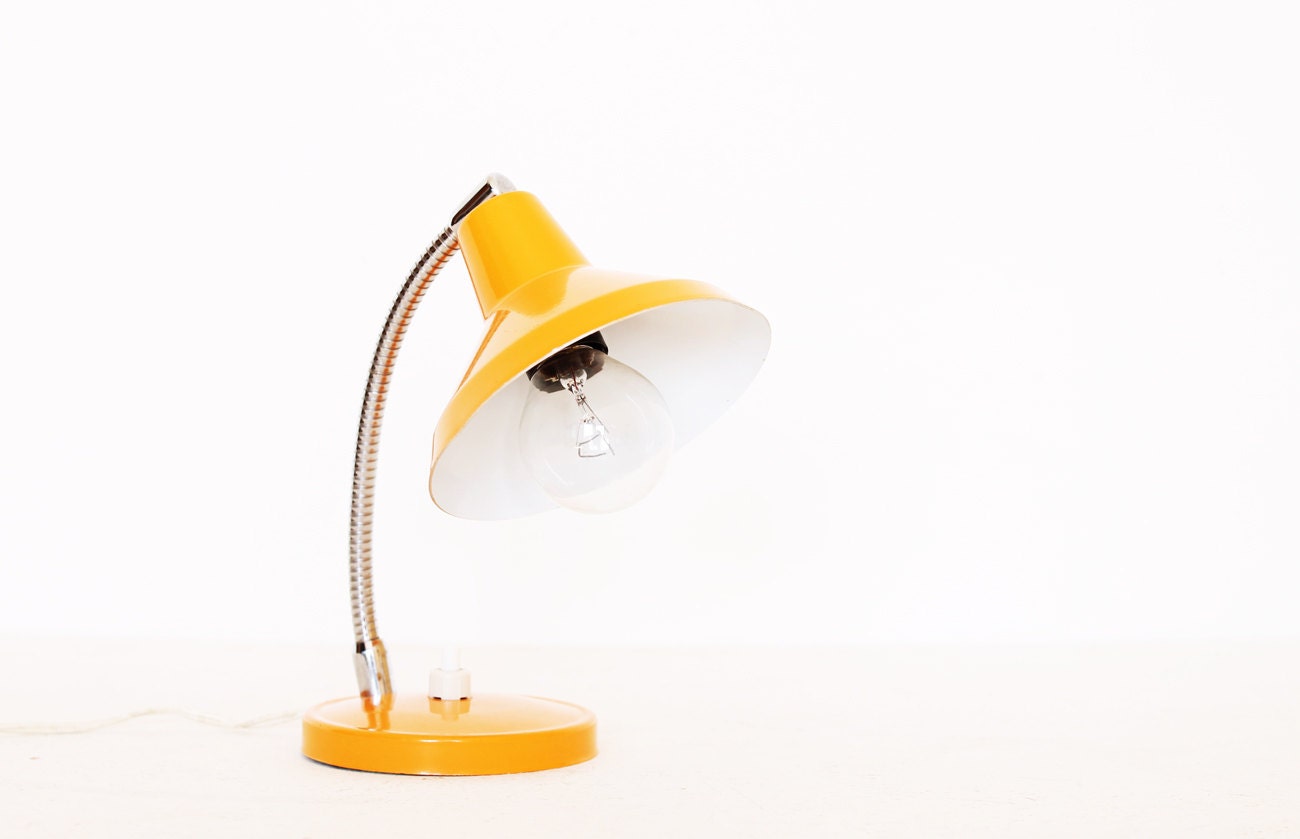 Vintage orange gooseneck table lamp