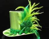 Cute Green Satin St. Patrick's Day Mini Top Hat for party, Tea Party or Photo Prop - daisyleedesign