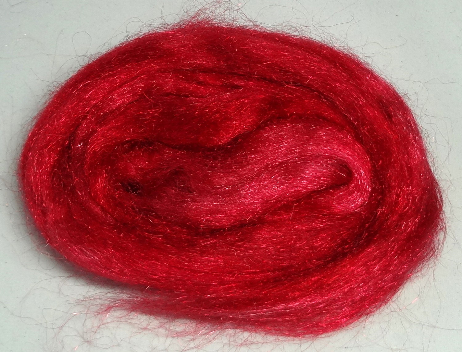 Hand Dyed Firestar "Fire Red" Sparkle and Shine Fiber Add In