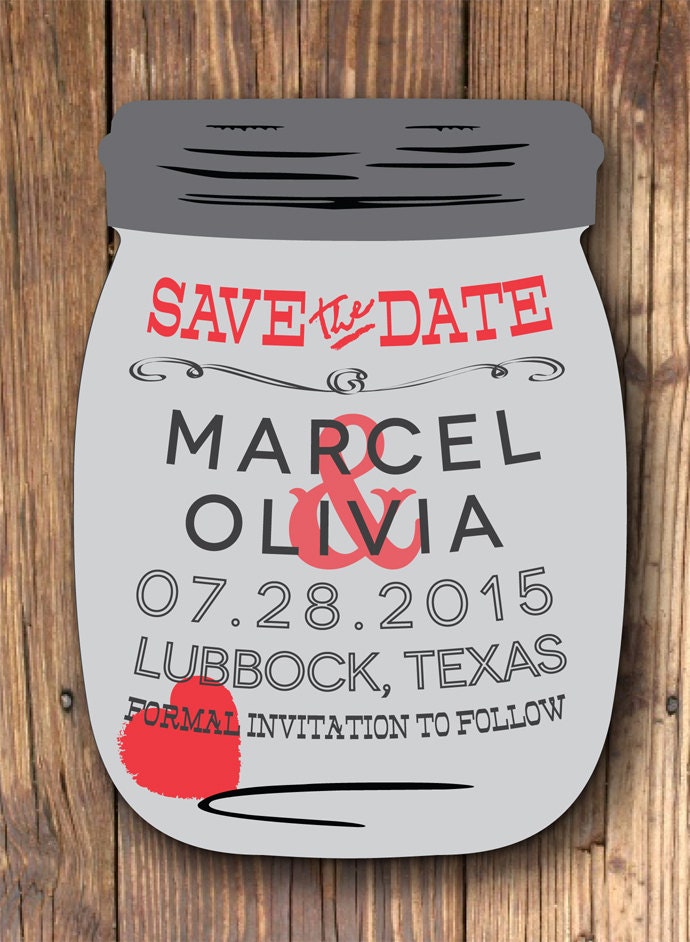 Custom Vintage Wedding Save the Date Vintage Mason Jar Magnets
