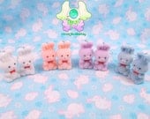 Kawaii Fairy Kei Pastel Fuzzy Rabbit Earrings - Pick One