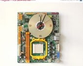 ON SALE Geeky wall clock - recycled Computer  - Green circuit board - c6327
