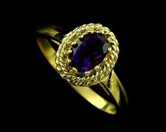 Delicate Oval Amethyst Vintage Style Engagement Ring