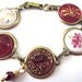 Antique glass button bracelet. Deep red glass with gold buttons, painted white glass buttons. One of a kind