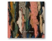 ORIGINAL Painting of Trees - Tree Art 12x12 glossy accent piece pink blue gray brown white office living room art - GIFT